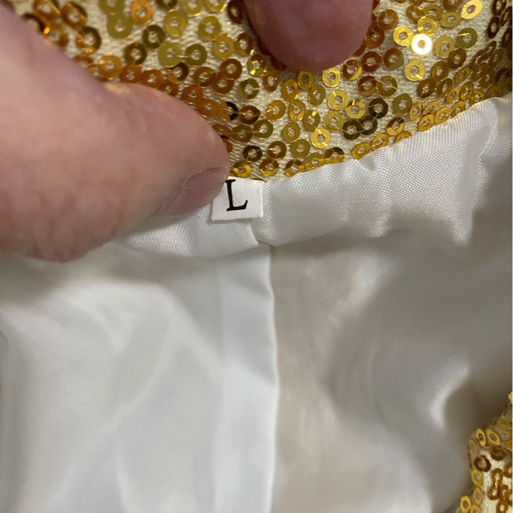 Gold Sequined Women's Pantsuit Jacket Pants Size Large NWT Fully Lined - Picture 5 of 16
